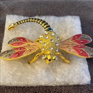 Gold and Pink Dragonfly Accent Decor